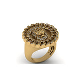 Men’s 14k Solid Gold Lion Diamond Ring - 0.91 CTW