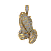 Praying Hands Diamond Pendant 14K Solid Gold - 2.17 CTW