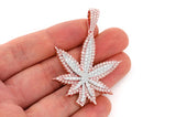 Cannabis Leaf Double Layer Diamond Pendant 14K Solid Gold - 9.00 CTW