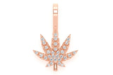 Cannabis Leaf Diamond Pendant 14k Solid Gold - 0.15 CTW