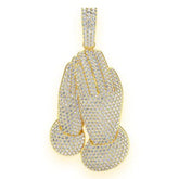 Prayer Hands Diamond Pendant 14K Solid Gold - 8.80 CTW
