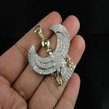 14K Gold Egyptian Eagle Diamond Pendant - 3.63 CTW