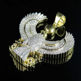 14K Gold Egyptian Eagle Diamond Pendant - 3.63 CTW