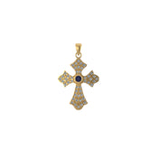 18K Gold Jerusalem Cross Pendant Icy Diamond Men's Necklace - 2.20 CTW