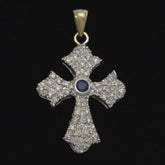 18K Gold Jerusalem Cross Pendant Icy Diamond Men's Necklace - 2.20 CTW
