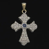 18K Gold Jerusalem Cross Pendant Icy Diamond Men's Necklace - 2.20 CTW