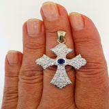 18K Gold Jerusalem Cross Pendant Icy Diamond Men's Necklace - 2.20 CTW