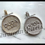 Round 14K Gold Custom Letter Pendant Moissanite Circle Hip Hop Design - 11.86 CTW