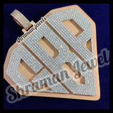 Mens Custom Diamond Pendants 925 Silver GBP Logo -14.03 CTW