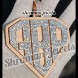 Mens Custom Diamond Pendants 925 Silver GBP Logo -14.03 CTW