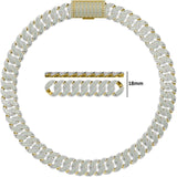 18MM Iced Out Baguette Diamond Cuban Link Chain for Men