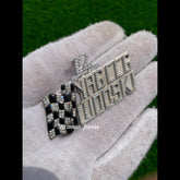 Custom Flag Letter Diamond Pendant 14K Solid White Gold - 1.51 CTW