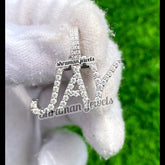Custom Name Diamond Pendant 10K Solid White Gold - 0.87 CTW