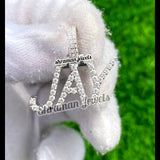 Custom Name Diamond Pendant 10K Solid White Gold - 0.87 CTW