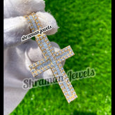 Icy Baguette Diamond Cross Pendant VVS 10K Gold Men's Jewelry -5.22 CTW