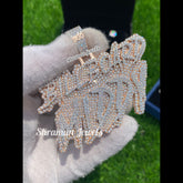 Men's Customized Name 10K Gold Diamond Pendant - 11.68 CTW