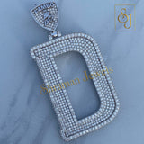 Custom D Initial Letter Diamond icy Pendant - 13.09 CTW