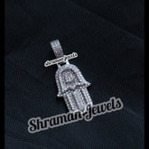 Diamond Hamsa Pendant Icy VVS Moissanite Charm -1.94 CTW