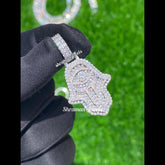 VVS Moissanite Hamsa Hand Pendant 14K solid Gold - 3.07 CTW
