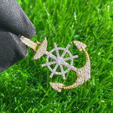Men's 14K Gold Icy Anchor Pendant Moissanite - 1.9 CTW