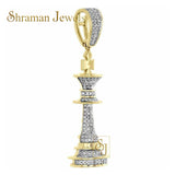 King Chess Piece Diamond Pendant 14k Solid Gold - 1.63 CTW
