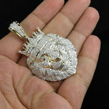 Gold King Lion Diamond Pendant VVS Diamonds - 4.50 CTW