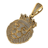 Gold King Lion Diamond Pendant VVS Diamonds - 4.50 CTW