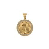 Men's 14K Gold Round Medallion Pendant - 0.49 CTW