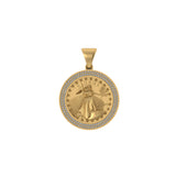 Men's 14K Gold Round Medallion Pendant - 0.49 CTW