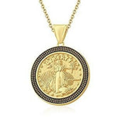 Men's 14K Gold Round Medallion Pendant - 0.49 CTW