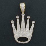 Crown Diamond Pendant 14k Solid Gold - 1.302 CTW
