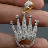 Crown Diamond Pendant 14k Solid Gold - 1.302 CTW