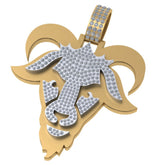 Goat Diamond Pendant 14K Gold Icy VVS Moissanite Charm -1.92 CTW