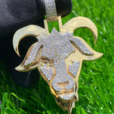 Goat Diamond Pendant 14K Gold Icy VVS Moissanite Charm -1.92 CTW