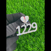 Custom Broken Heart with number Pendant 14K solid gold - 3.05 CTW