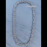 Dazzling 10MM Round & Baguette Diamond Link Necklace
