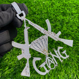 Custom Hip Hop Gang Mafia Gun Name VVS Diamond Pendant - 11.06 CTW