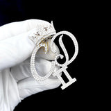 Men's Custom Diamond Letter Pendant Crown Charm - 3.84 CTW