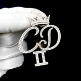 Men's Custom Diamond Letter Pendant Crown Charm - 3.84 CTW
