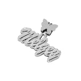 Customized Name Diamond Pendant Butterfly Bail Charm - 4.67 CTW