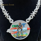 Men's Iced Out ROCKET MAN Hip Hop Round VVS Moissanite Pendant with Spiky Cuban Chain
