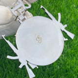 Custom round iced out 14K solid gold letter pendant - 15.61 CTW