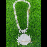 Custom round iced out 14K solid gold letter pendant - 15.61 CTW