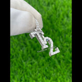 Custom T2 Letter Diamond iced out Pendant 14K Solid Gold - 1.33 CTW