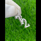 Custom T2 Letter Diamond iced out Pendant 14K Solid Gold - 1.33 CTW