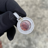 Custom Photo Round VVS Diamond Memory Pendant with 925 Silver
