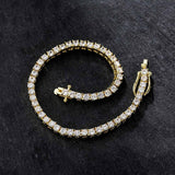 3MM Natural Diamond VVS Unisex Tennis Bracelet Luxury Gold Jewelry