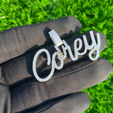 Custom COREY Letter Diamond iced out Pendant 14K Solid Gold - 2.7 CTW
