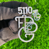 Men's FB Letter Moissanite Custom pendant 14k solid Gold - 3.98 CTW