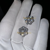 14K Gold Round Cluster Diamond Earrings - 0.90 CTW